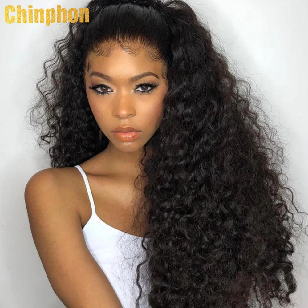 

Парик на сетке 13x4, парик из вьющихся человеческих волос, бразильский парик с глубокой волной, предварительно выщипанный парик для женщин, па...