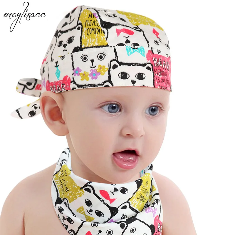 Maylisacc Baby Hat Bibs Set Spring Autumn 0-6 Months Newborn Headscarves Boys and Girls Pirate Thin |