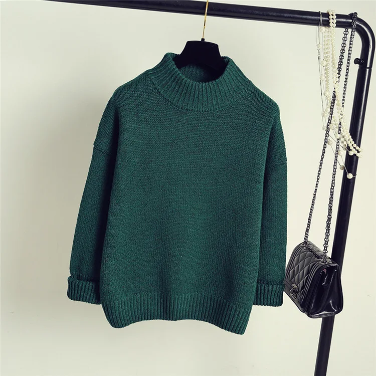 Новое поступление толстый зимний вязаный женский свитер водолазка Свободный