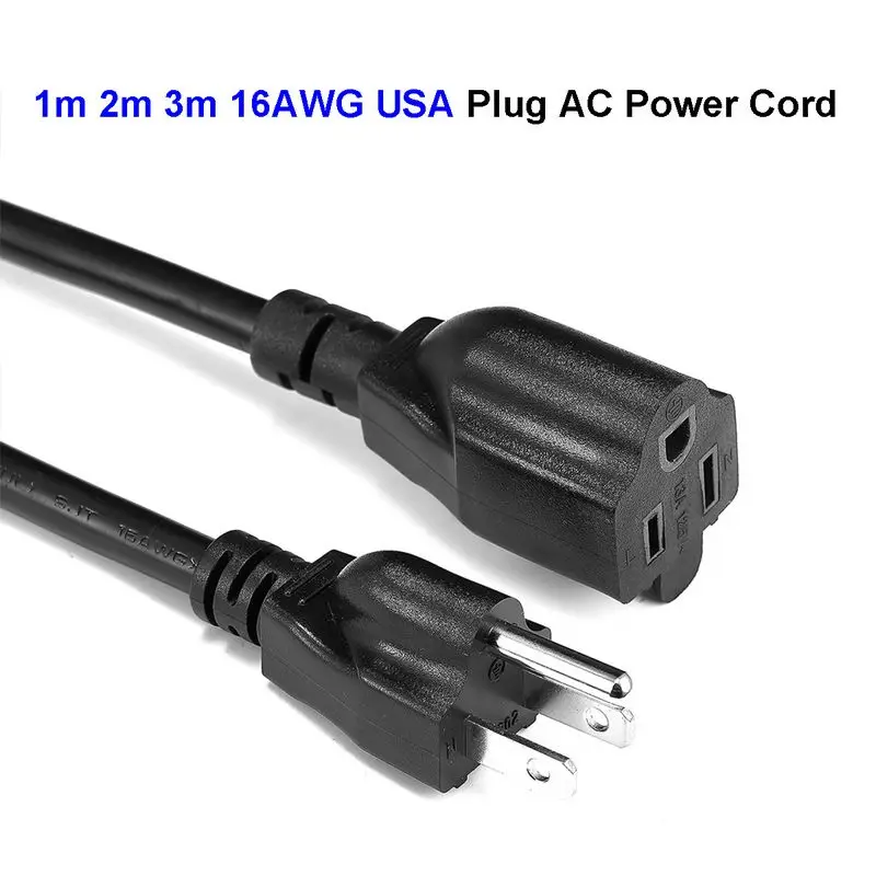 ПК компьютерный монитор NEMA 5 15P к 15R шнур питания 3ft 6ft 10ft 16AWG AC удлинитель для PSU