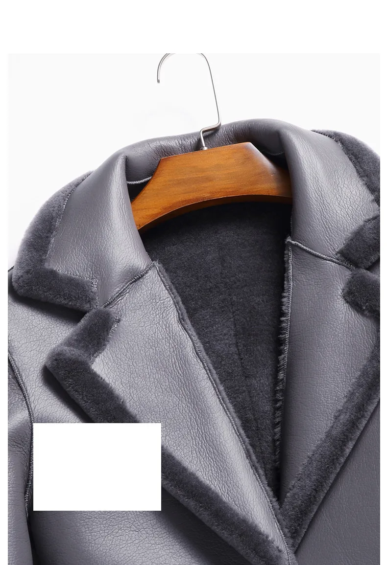 Зимняя мужская куртка из полиуретановой кожи шерстяная шуба двухсторонняя