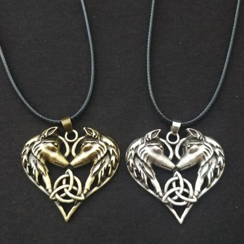 Тенденции моды Личность бело серые волк любовь классический ретро кулон пара