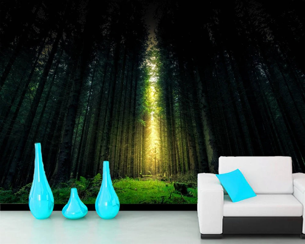 

papel de parede mysterious forest and sunlight natural 3d wallpaper mural,living room tv wall bedroom wall papers home decor