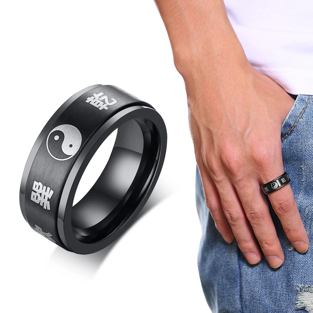 Китайский стиль Спиннер из нержавеющей стали кольца для мужчин сплетни