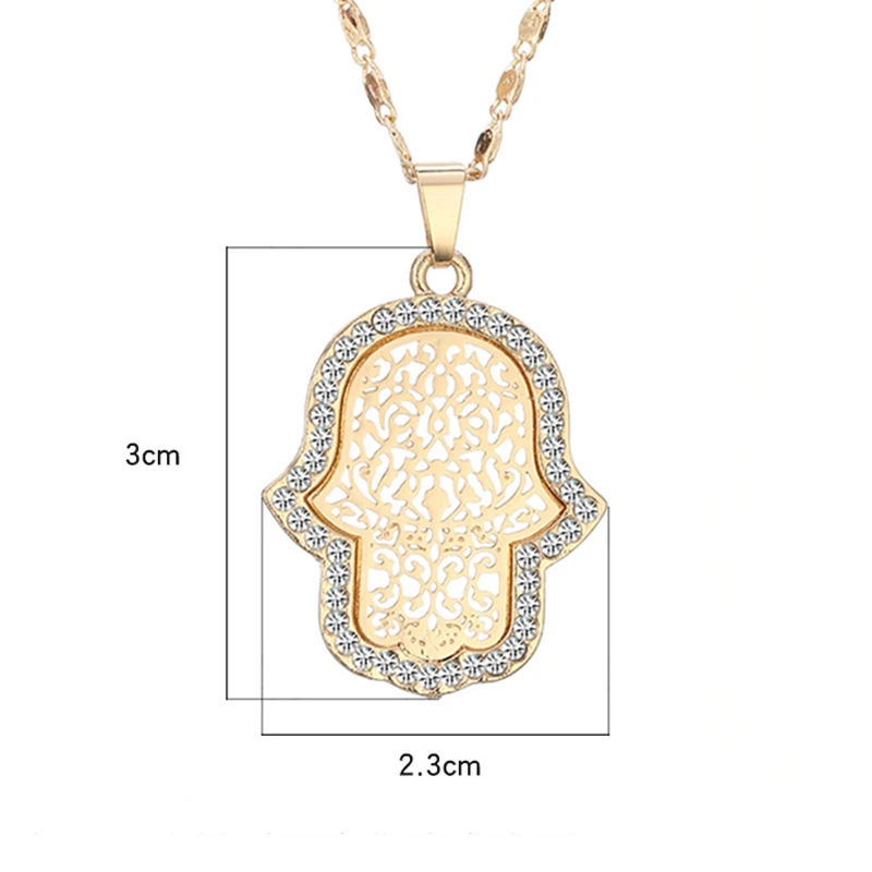 Lucky Collares Bijoux Femme Хамса рука начальная ожерелье для женщин золотые ювелирные изделия выдалбливают ключицы Звено Цепи Подвеска колье