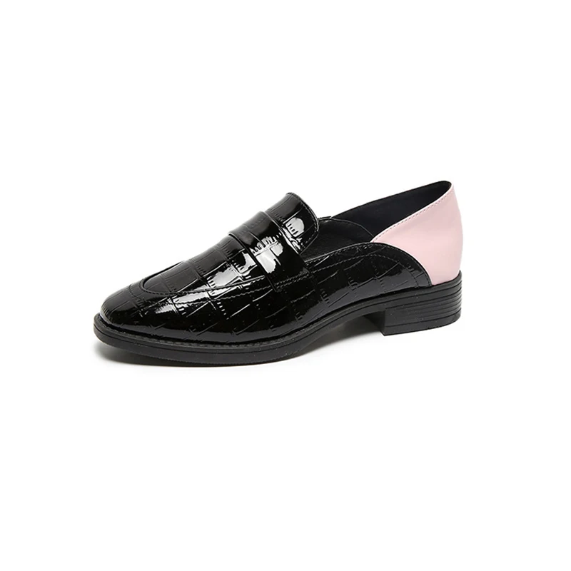 2019 женские мокасины броги со змеиным принтом оксфорды черного цвета британский