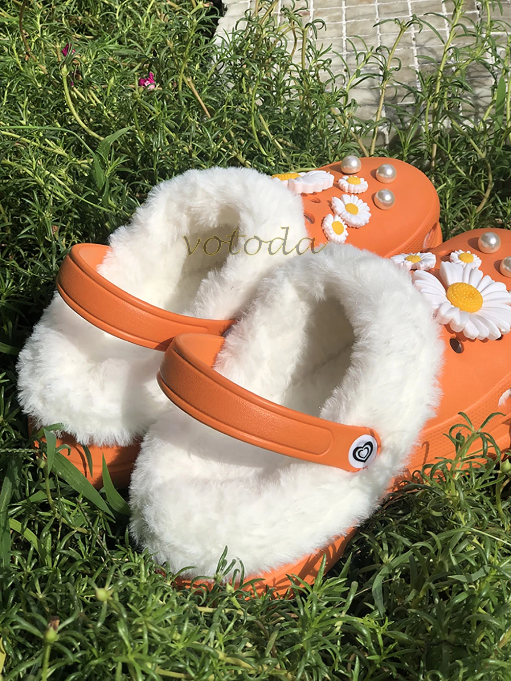 Мюли женские плюшевые на толстой подошве повседневные садовые сандалии теплые