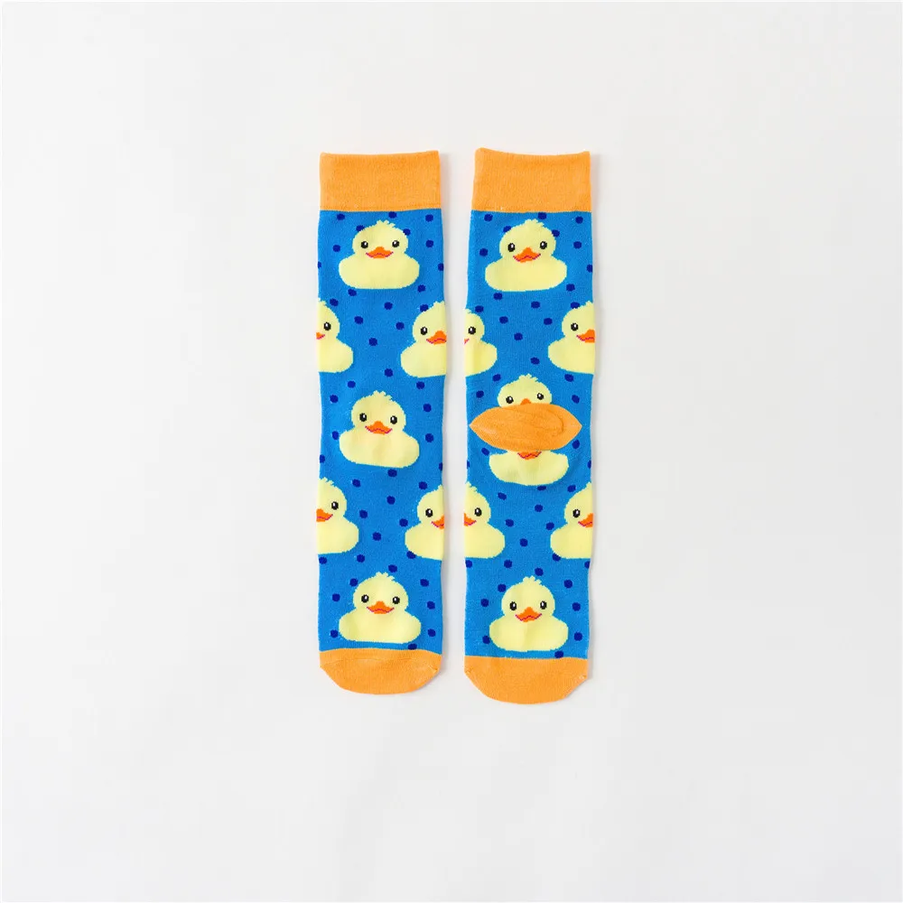 Little yellow duck Новые мужские носки по индивидуальному заказу, Модные Носки с рисунком диких мышей и волка, повседневные спортивные носки для пары - Цвет: Little yellow duck