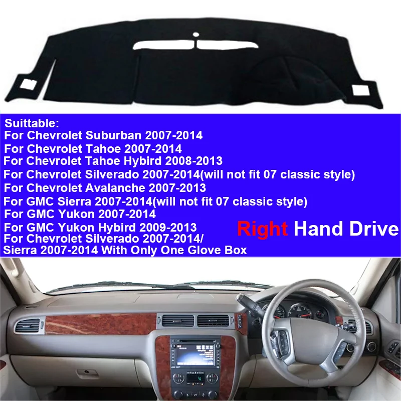 Крышка приборной панели автомобиля коврик для GMC Yukon Sierra 2007-2014 Chevy Chevrolet Suburban Tahoe