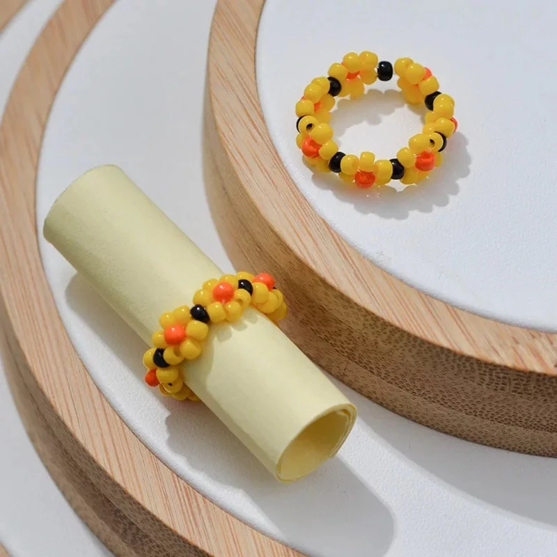 Резиновые эластичные кольца на палец с имитацией жемчуга синие белые бусины