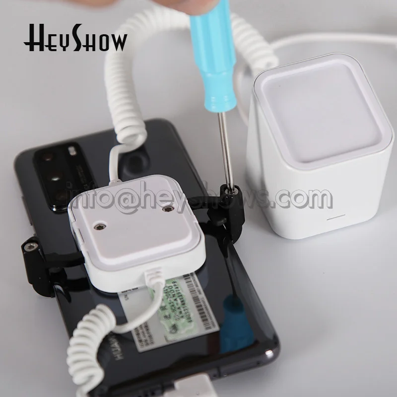 Mobile Phone Security Anti-Theft Device White Display Stand Apple Android Phone Secure Burglar Alarm System Holder With Clamp enlarge
