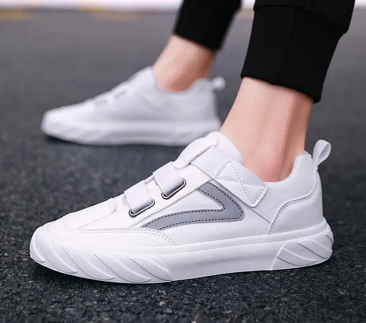 Кроссовки мужские из ПУ кожи Повседневная модная брендовая обувь Белые кеды