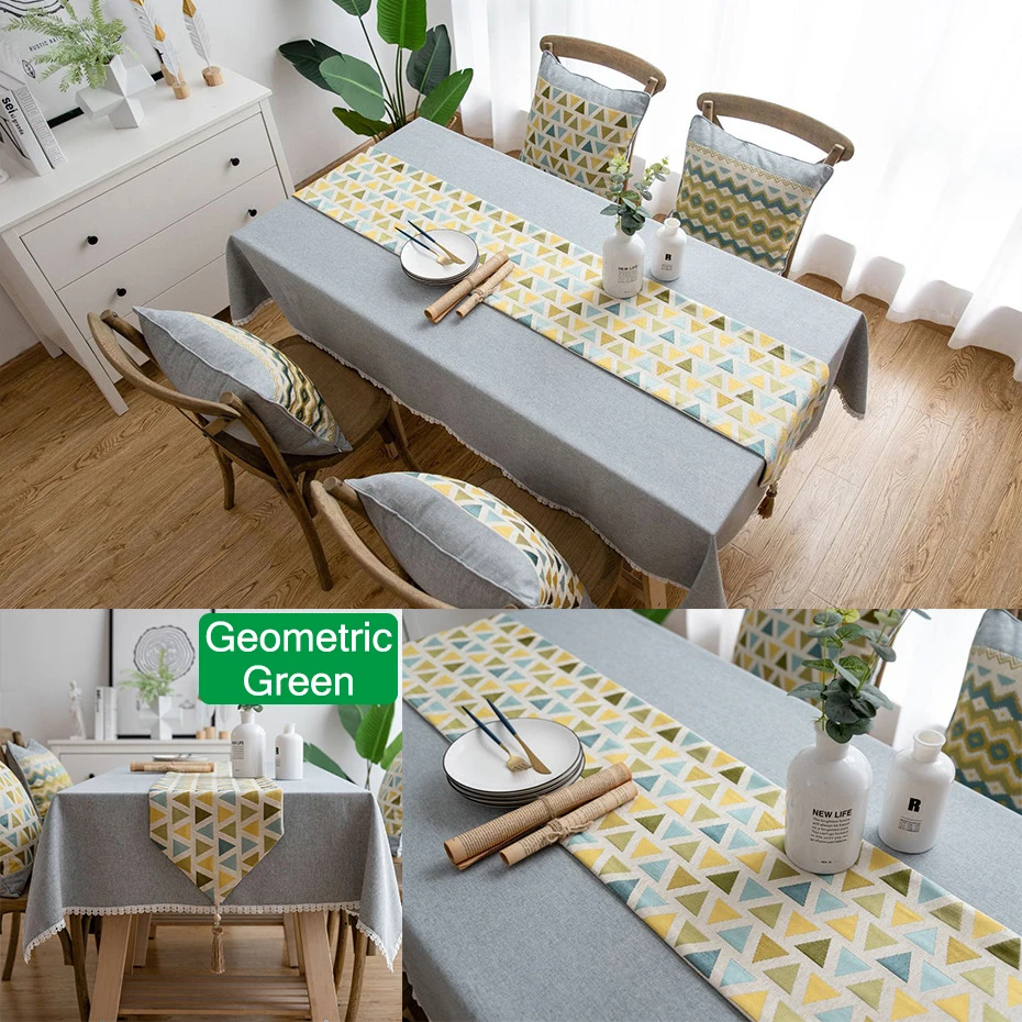 Элегантная вышивка геометрический прямоугольный стол бегун для дома обеденные