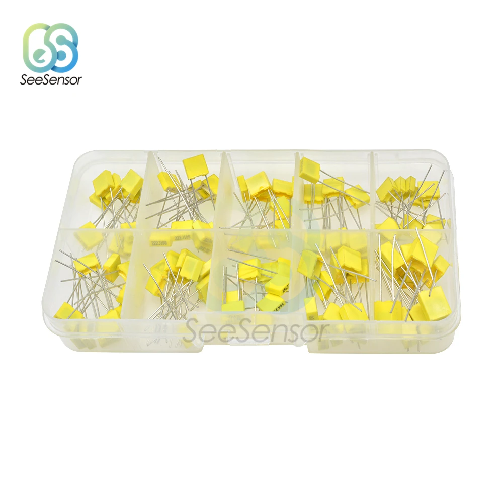 

10Value*10pcs 1nF-470nF Polypropylene Safety Plastic Film Correction Capacitor Kit 2.2nf 4.7nf 10nf 22nf 47nf 100nf 150nf 220nf
