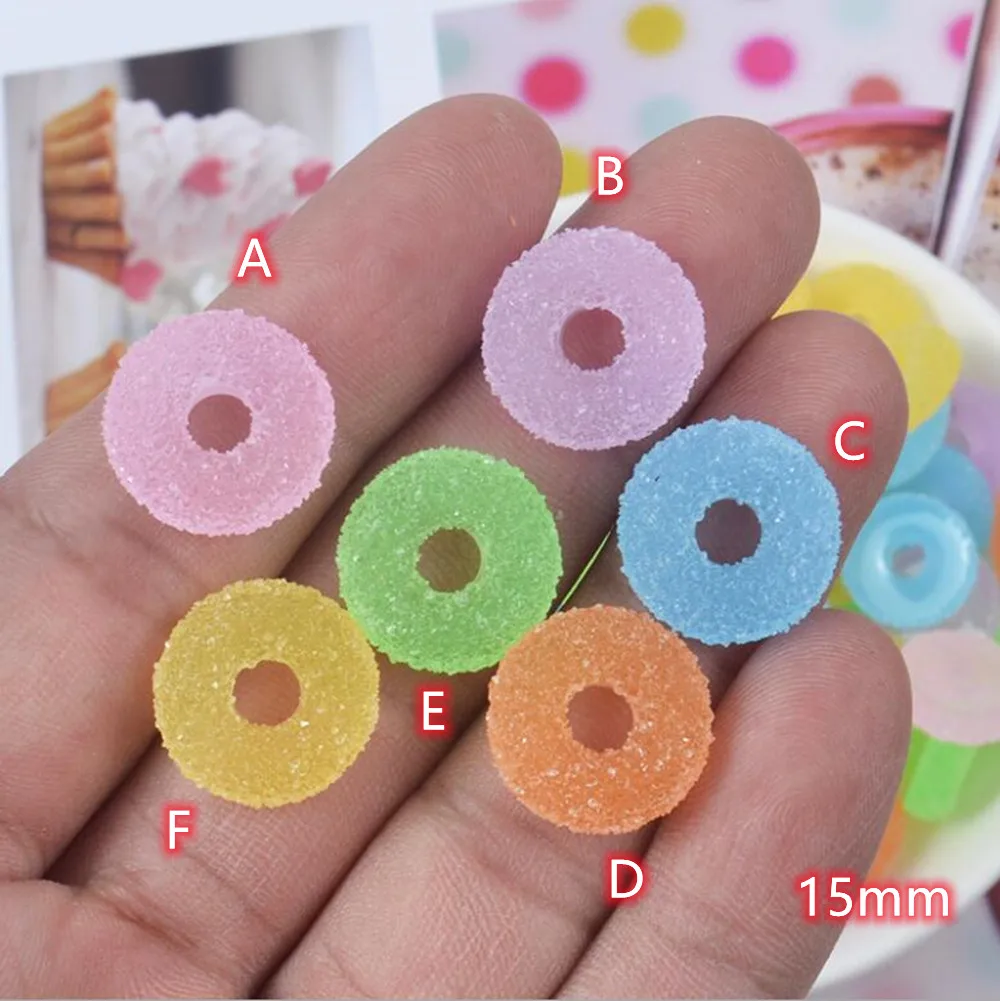 

Transparent Donut Kawaii Flatback Resin Cabochons 20pcs Jelly Donuts Accessories Simulated Polymer Clay Cartoon Girls