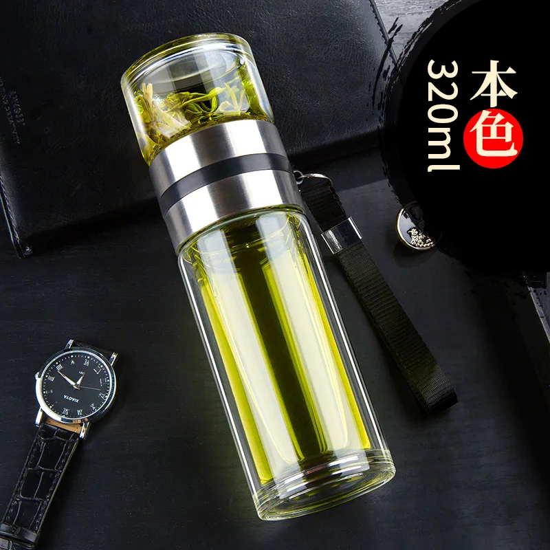

Tea Separation Bubble Cup Double Glass Transparent Creative Water Bottles Classic Thick Portable Insulated Water Bottle FF70P