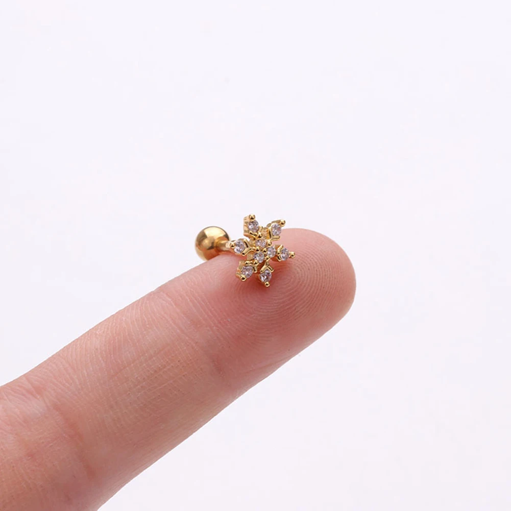 Серьги-гвоздики из нержавеющей стали в виде снежинки циркония спиральные серьги