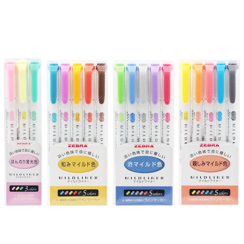 

Japanese Stationery ZEBRA Mildliner Highlighter Set Wkt7 Double-tip Marker 25 Colors Available