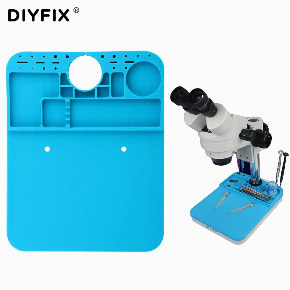 DIYFIX Теплоизоляционный силиконовый коврик для микроскопа Настольный коврик платформа для обслуживания микроскопа BGA паяльная ремонтная станция инструмент