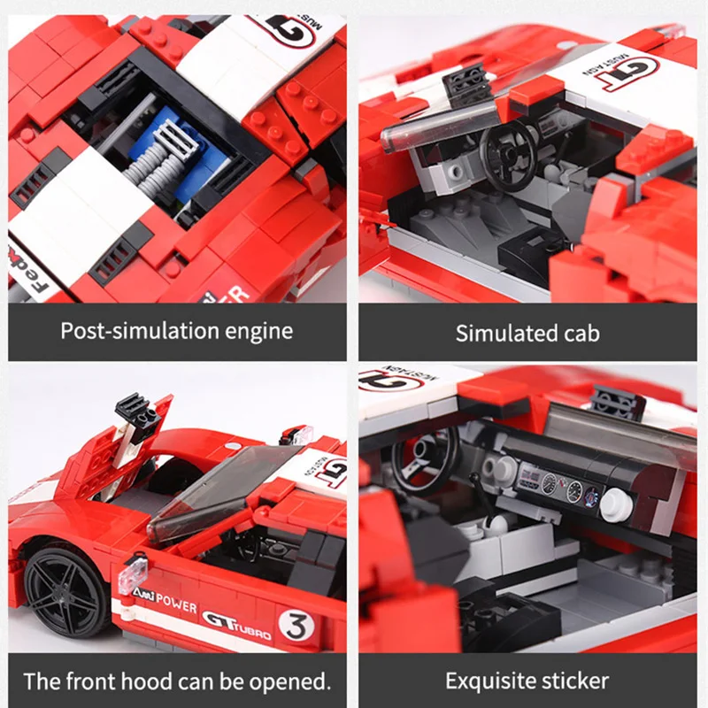 

IN STOCK NO BOX 10001 GT sports car creative building block car model toy boy's birthday gift support drop shipping 928PCS
