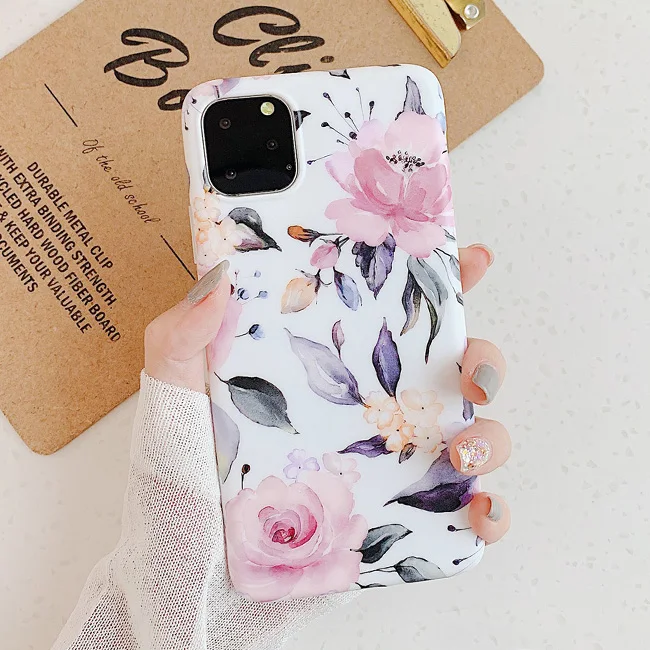 Чехол для телефона в стиле ретро с цветными цветами для iphone XR XS Max X 6 6S 7 8 Plus 11 11Pro Max Leaf матовый мягкий Художественный Цветочный чехол - Цвет: Style 18