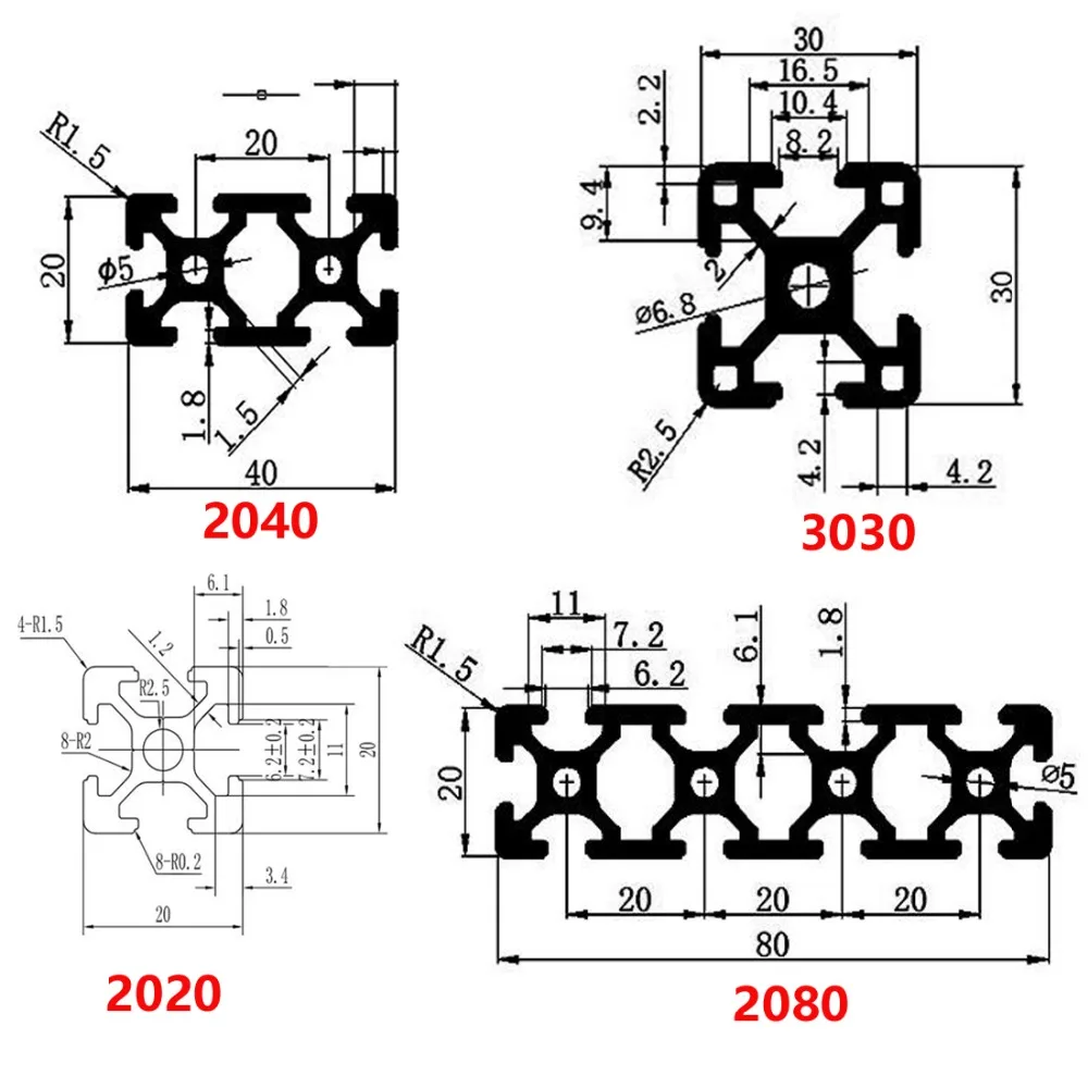 2040 части 3d принтера алюминиевый профиль Европейский стандарт анодированный
