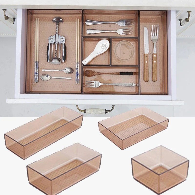 

Plastic Home Drawer Storage Box desktop Separating tableware Storage Box Cosmetic Makeup Organizer Kitchen Organizer Case
