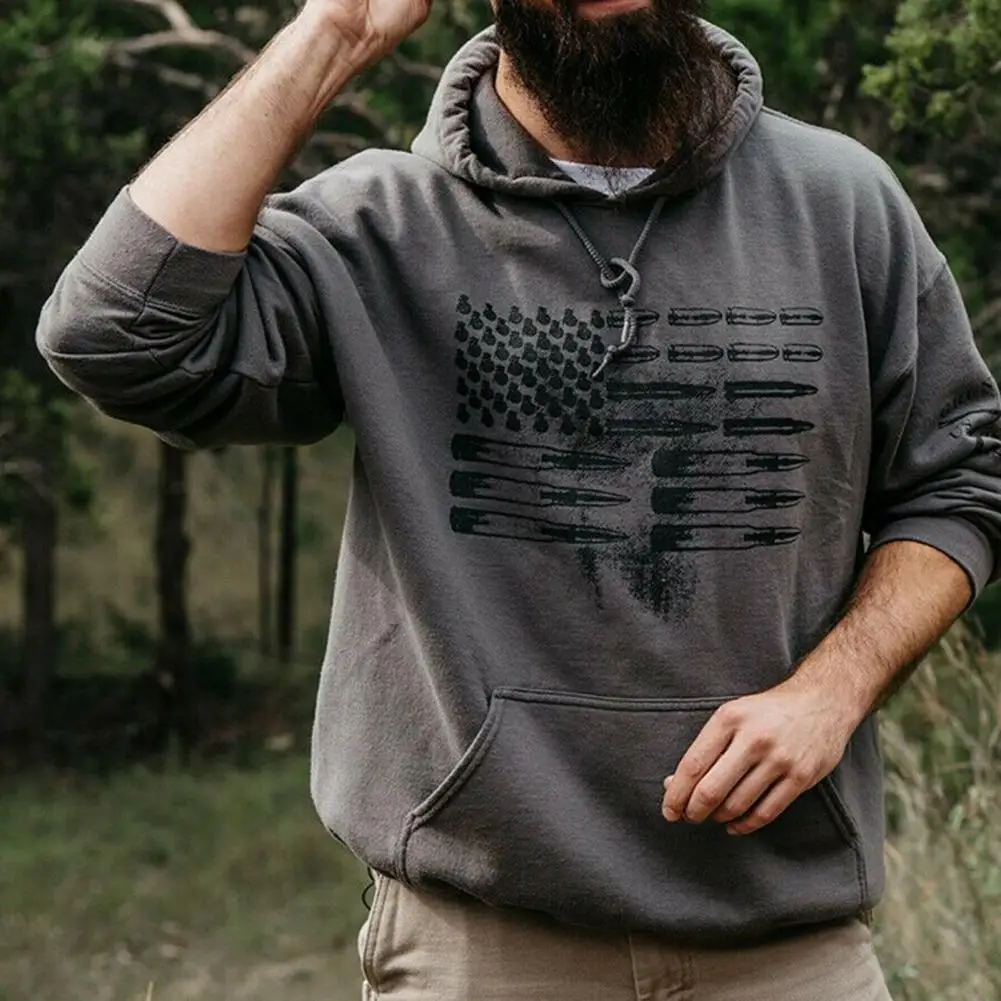 

Autumn Winter Men Hooded Hoodies Sports Pullover Casual Long Sleeve Printed Hooded Sweatshirt Pocket Hoodie Raglan Everyday Tops