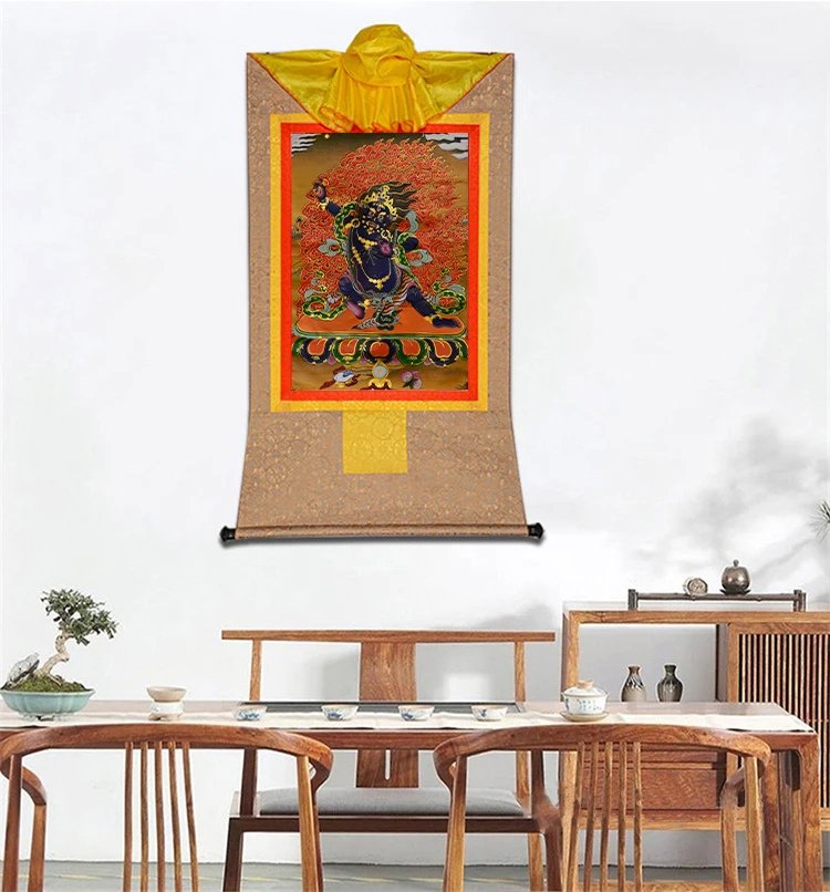 Gandhanra Tibetan Thangka Painting Art Vajrapani Buddhist Tapestry Wall with Scroll | &amp Calligraphy