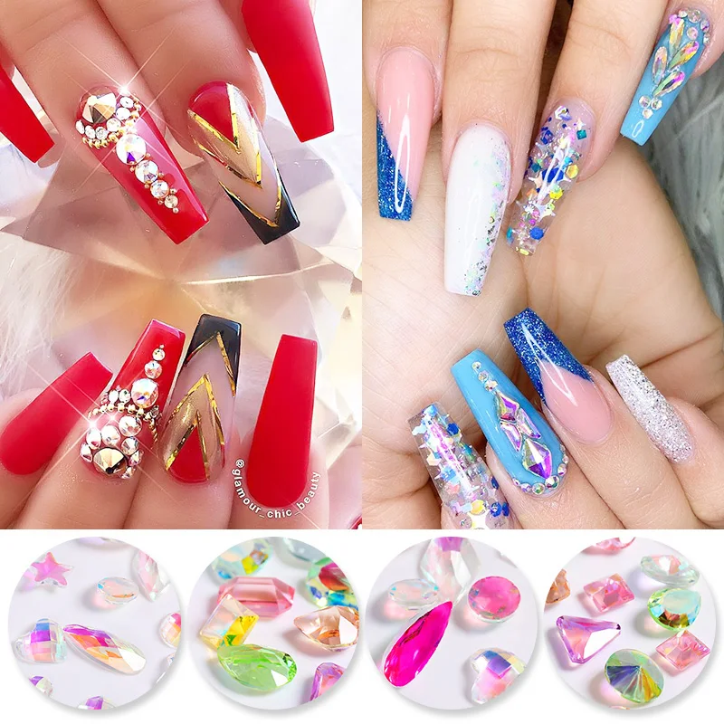Стразы для ногтей украшение кристалл разноцветный ромб алмаз параллелограмма