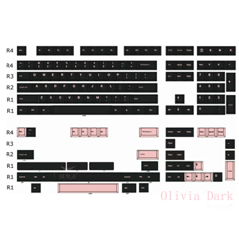 

160 Keys Olivia Dark Keycap Set Cherry Profile PBT Two-color Molding Keycaps for Mechanical Keyboard