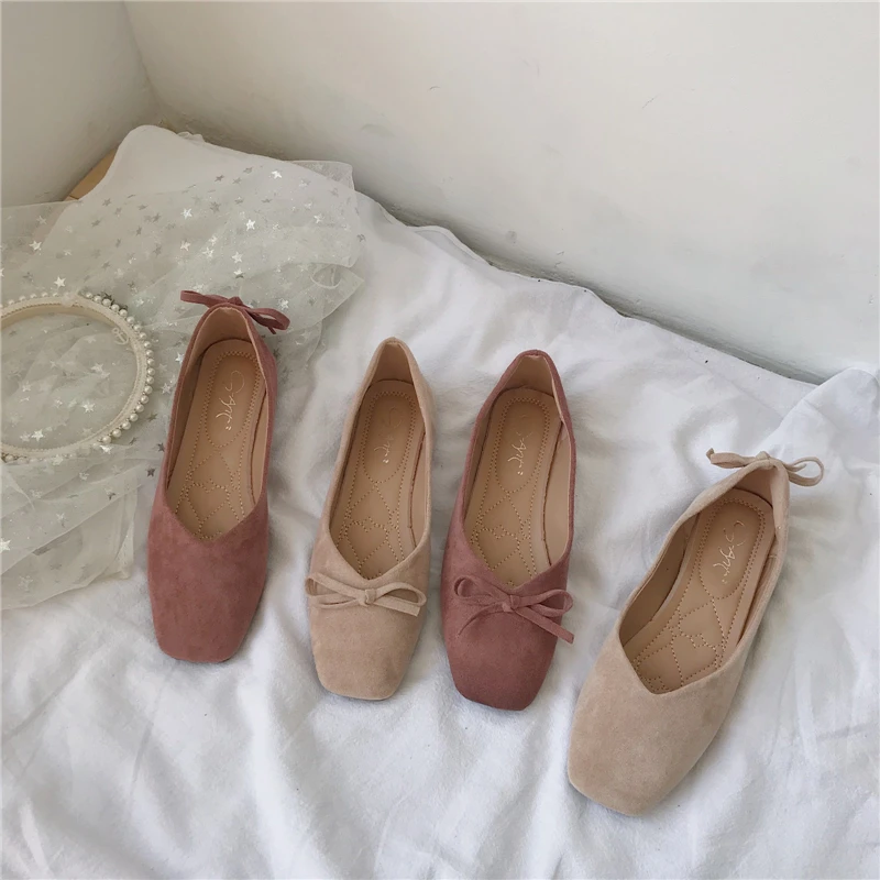 Женские туфли с бантом Повседневные Удобные на плоской подошве корейский стиль