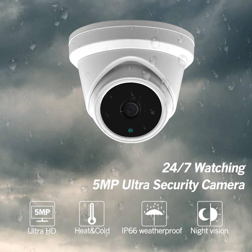 Купольная камера видеонаблюдения 4 канала 2 шт. ультра 5 МП POE с Hikvision | Безопасность