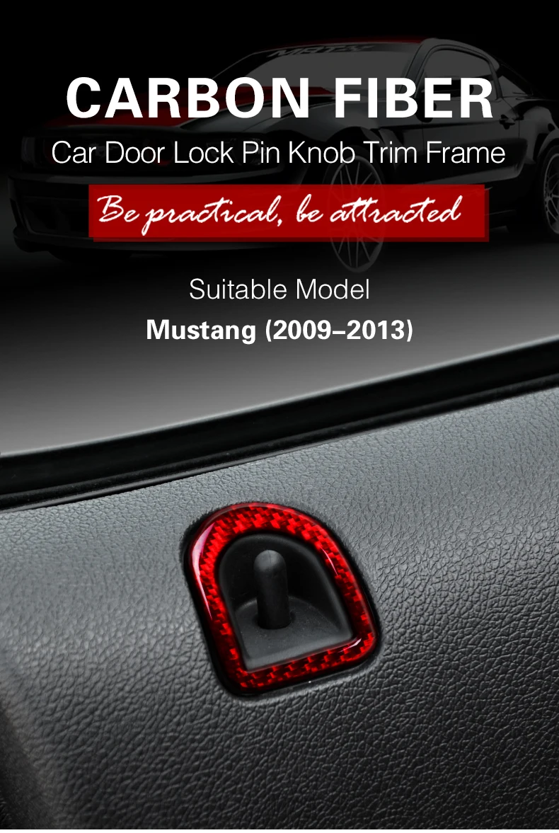 TPIC для Ford Mustang 2009-2013 наклейки из углеродного волокна автомобильный фиксатор замка двери Кнопка рамка-накладка крышка отделка автомобиля Стайлинг Аксессуары