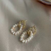 baroque natural pearls smart dangle earrings for women hanging drop pendant charms christmas gift elegant ornament new accessory