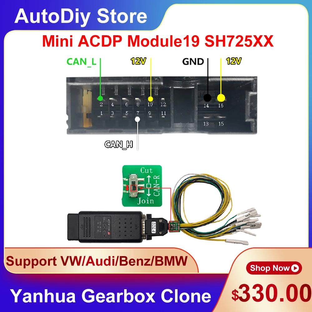 

Pre-order Newest Yanhua Mini ACDP Module19 With SH725XX Gearbox Clone OBD2 For VW For Audi For Benz For BMW For Jeep/Chrysler