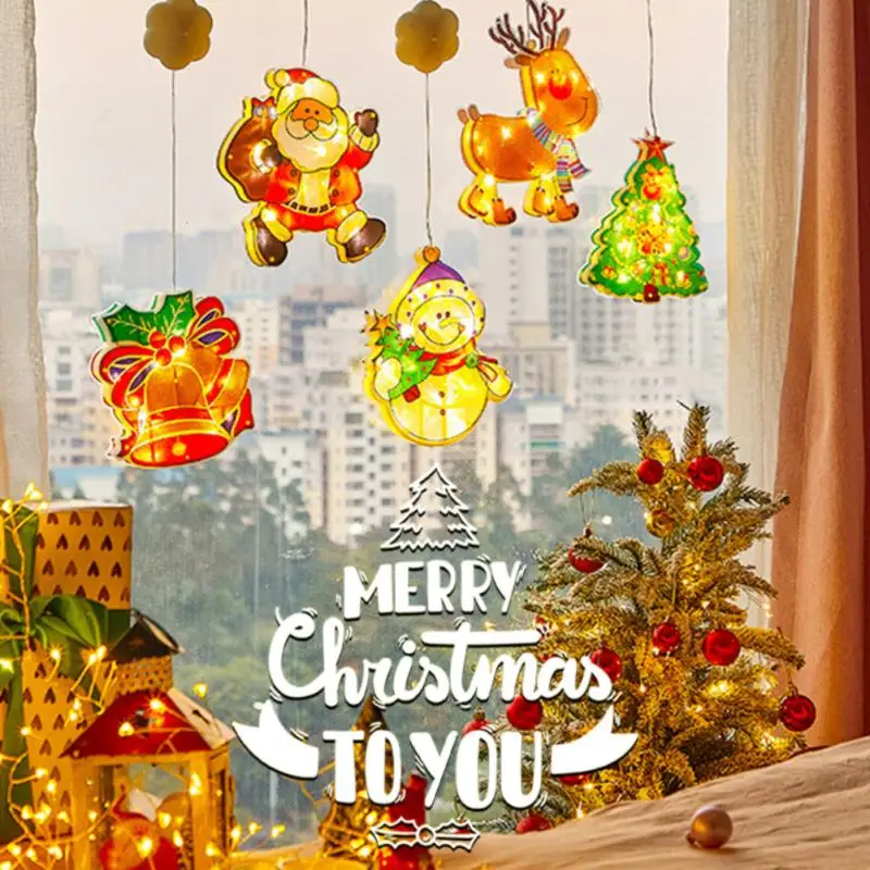 

Santa Claus Led Suction Cup Window Hanging Lights Christmas Party Decoration Gift Lights Indoor Bedroom Atmosphere Scene Decor