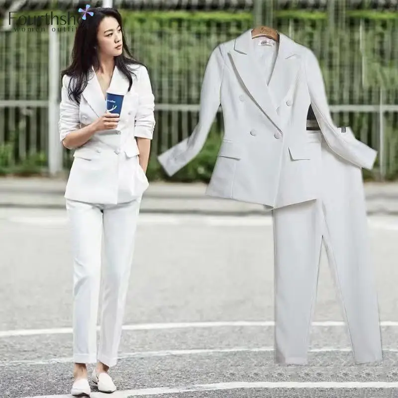 Костюм женский двубортный из блейзера и брюк на осень/зиму | Женская одежда