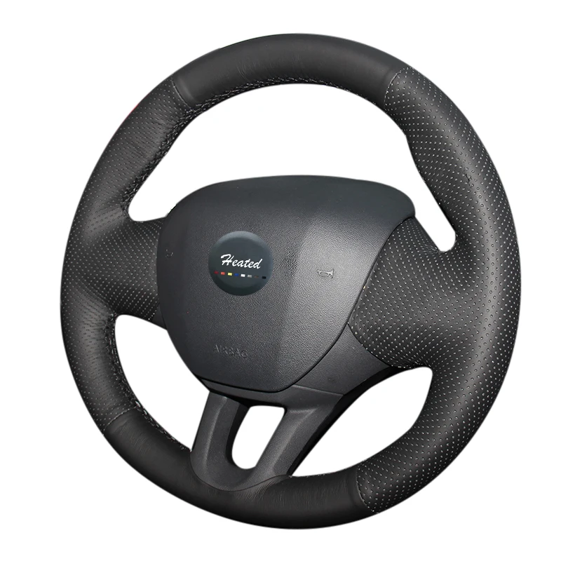 

Heated DIY Microfiber leather Stitch Car Steering Wheel Cover for Peugeot 2008 low equipped 2014 Braid on the steering wheel