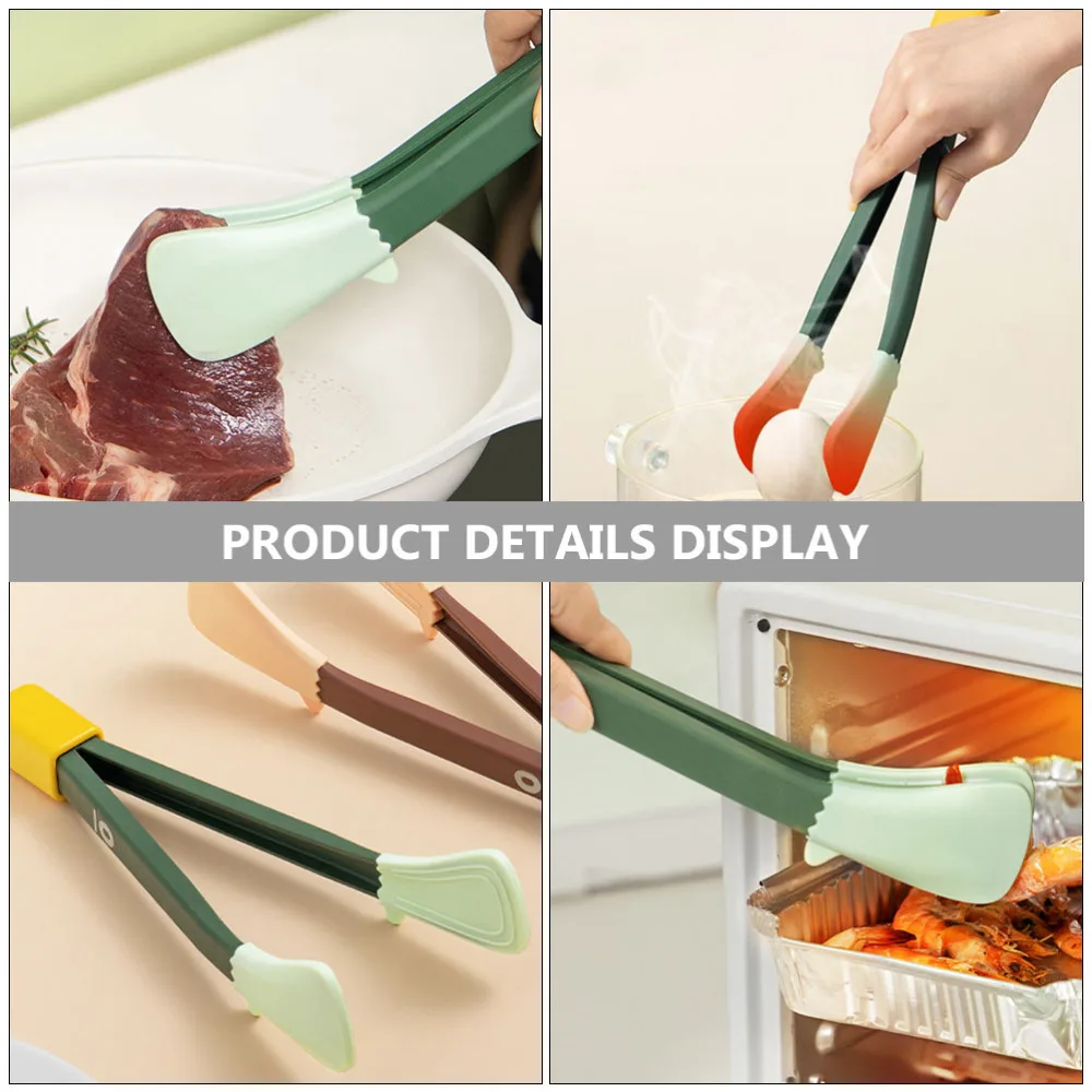 

1pc Silicone Food Clip High Temperature Resistant Household Steak Clip (Green)