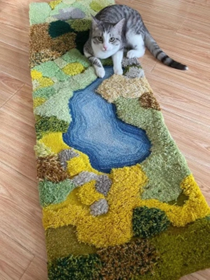 Маленький лес 3D ручной работы яркий зеленый коврик для входа в гостиную детский