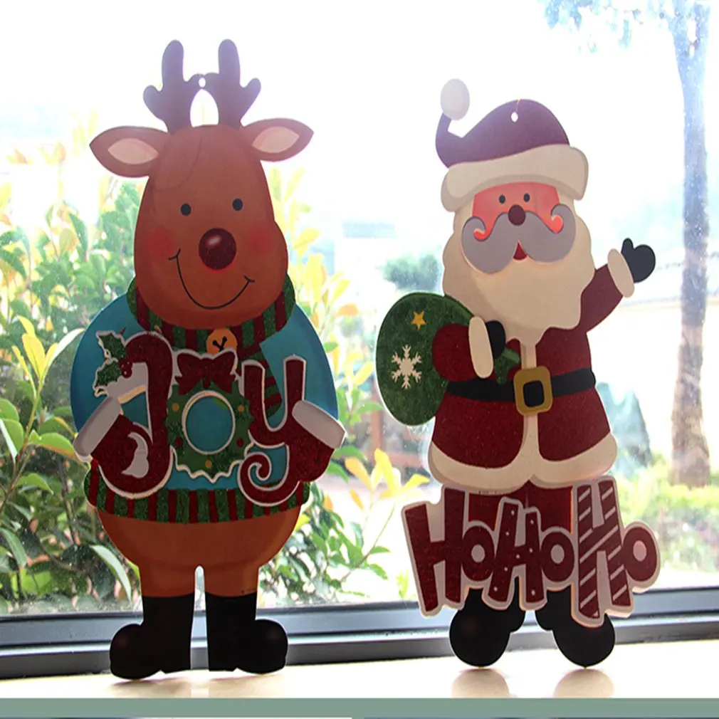 3D Санта Лось Снеговик Рождественская Наклейка на стену окно Navidad фестиваль