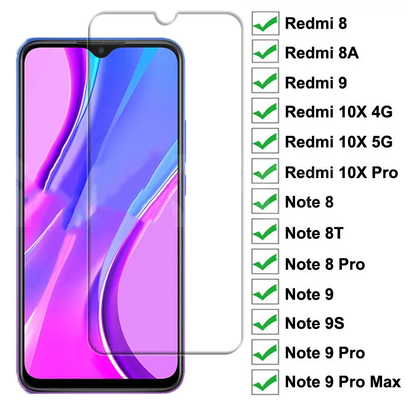 9H для экрана из закаленного стекла Xiaomi Redmi 9 8 8A 10X 5G Защитное стекло Note 8T 9S Pro Max