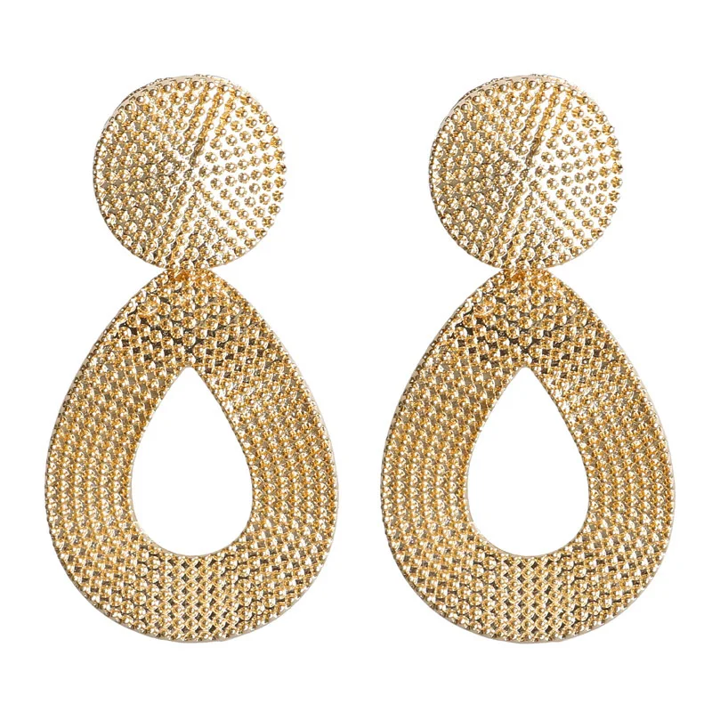 Модные геометрические серьги из сплава с овальной текстурой треугольные