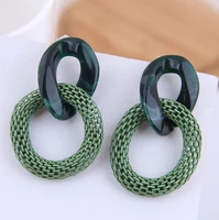 s2181 fashion jewelry acrylic chain dangle earrings mesh hoop stud earrings