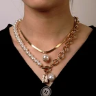 Цепочка-чокер Женская многослойная из сплава с жемчугом и портретом