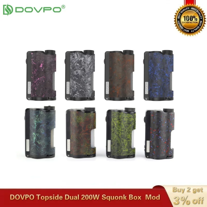 Оригинальная электрическая сигарета DOVPO Topside с двойным Карбоновым модулем Squonk 200