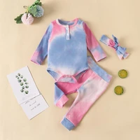 baby girl clothes set autumn long sleeve tie dye baby romperspants for 3 18m unisex casual cotton baby boy clothes set