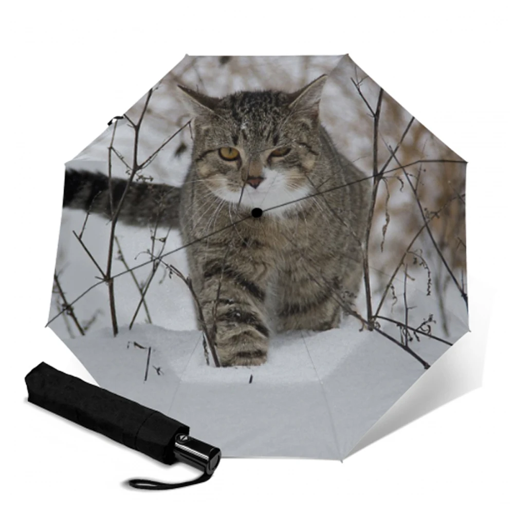 Автоматический зонт компактный складной зонтик от солнца с принтом котят для