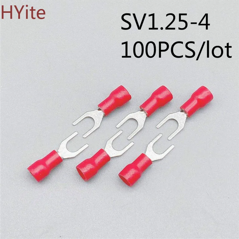 SV1.25 4 красный Furcate Вилка Лопата 22 ~ 16AWG провода для обжима отжима терминалы кабель